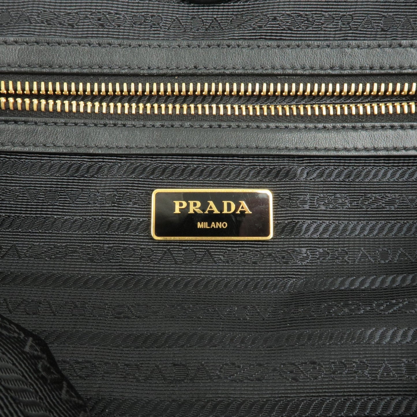 Prada Logo Nylon Leather Tote Bag Shoulder Bag Black 1BG159