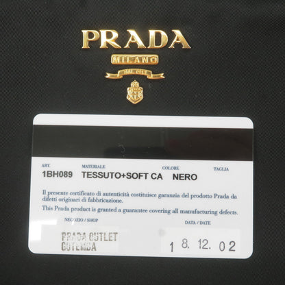 Prada Logo Nylon Leather Shoulder Bag NERO Black 1BH089