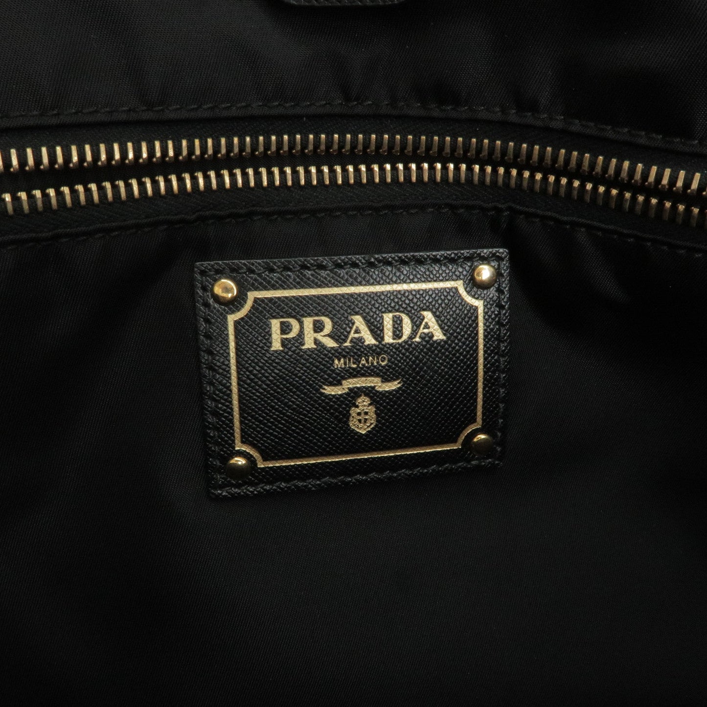 Prada Logo Nylon Leather Tote Bag Shoulder Bag Black BR4001