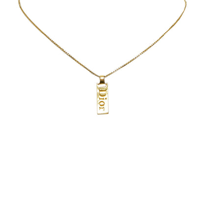 DIOR Logo Plate Pendant Necklace Costume Necklace