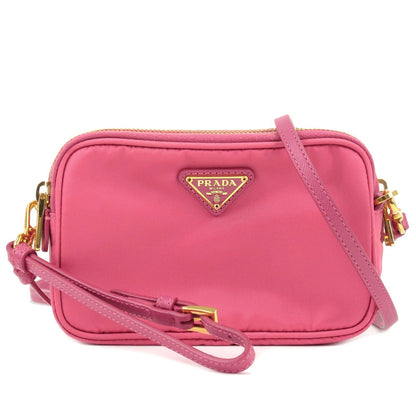 Prada Logo Nylon Leather Shoulder Bag Mini Bag Pink 1N1861