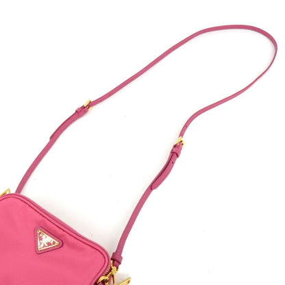 Prada Logo Nylon Leather Shoulder Bag Mini Bag Pink 1N1861