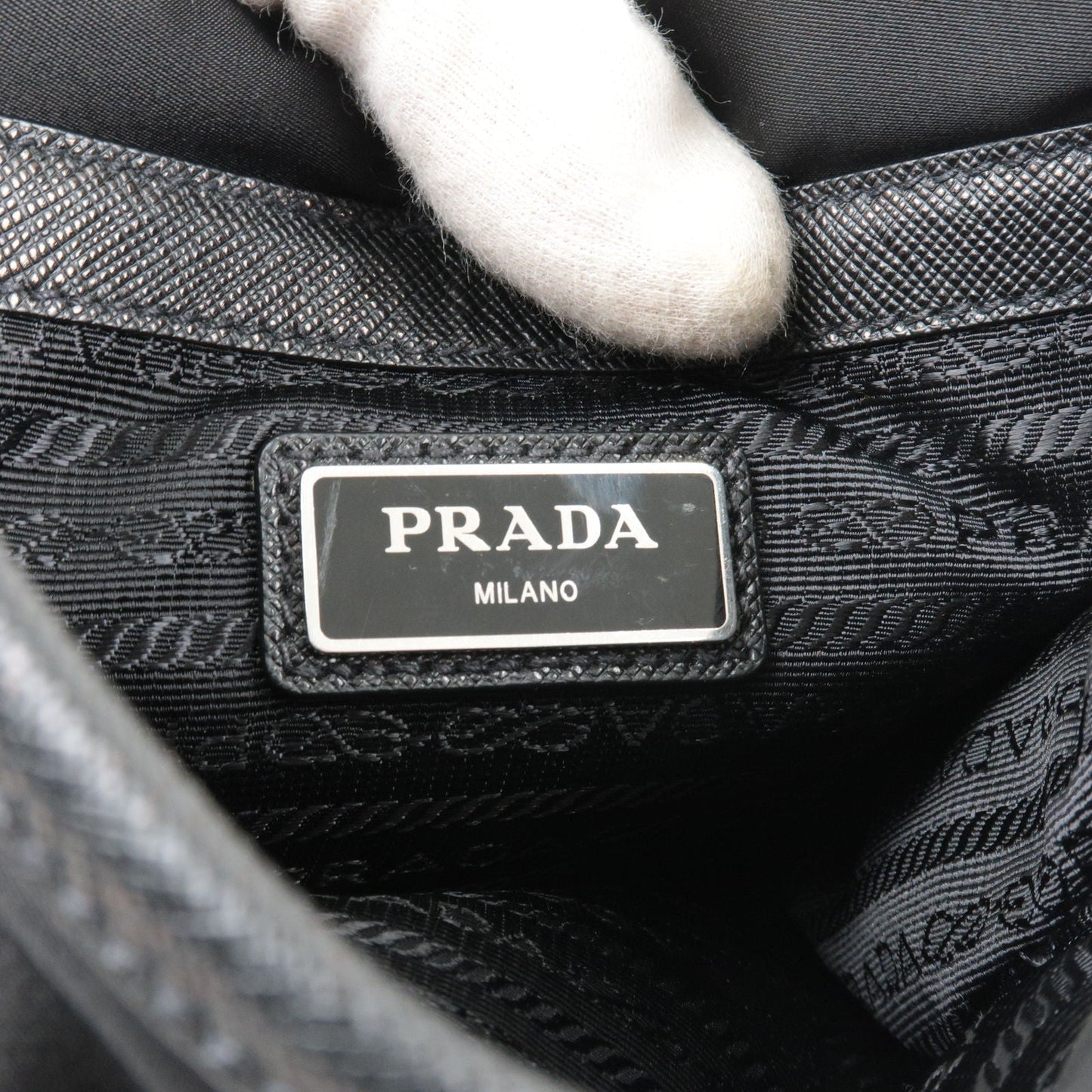 Prada Logo Nylon Leather Shoulder Bag NERO Black 2VD028