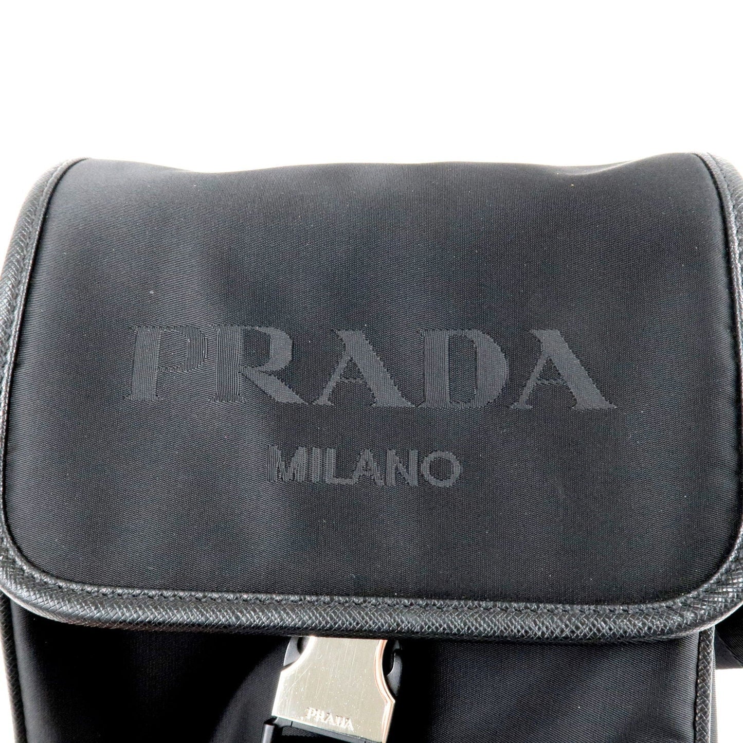 Prada Logo Nylon Leather Shoulder Bag NERO Black 2VD028