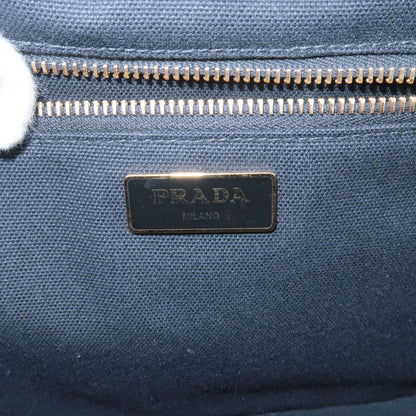 Prada Wicker Canvas 2Way Basket Bag Hand Bag Black 1BG835