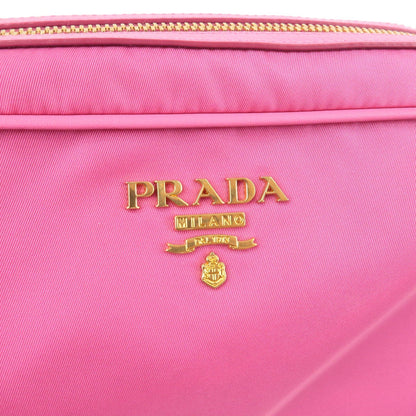 Prada Logo Nylon Leather Shoulder Bag Mini Bag Gold Hardware Pink