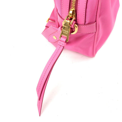 Prada Logo Nylon Leather Shoulder Bag Mini Bag Gold Hardware Pink