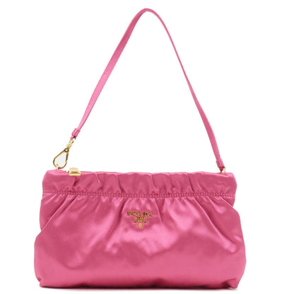 Prada Satin Pouch Cosmetic Pouch Mini Hand Bag Pink 1N1662