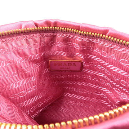 Prada Satin Pouch Cosmetic Pouch Mini Hand Bag Pink 1N1662