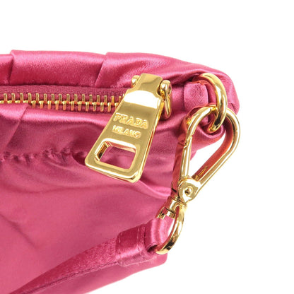 Prada Satin Pouch Cosmetic Pouch Mini Hand Bag Pink 1N1662