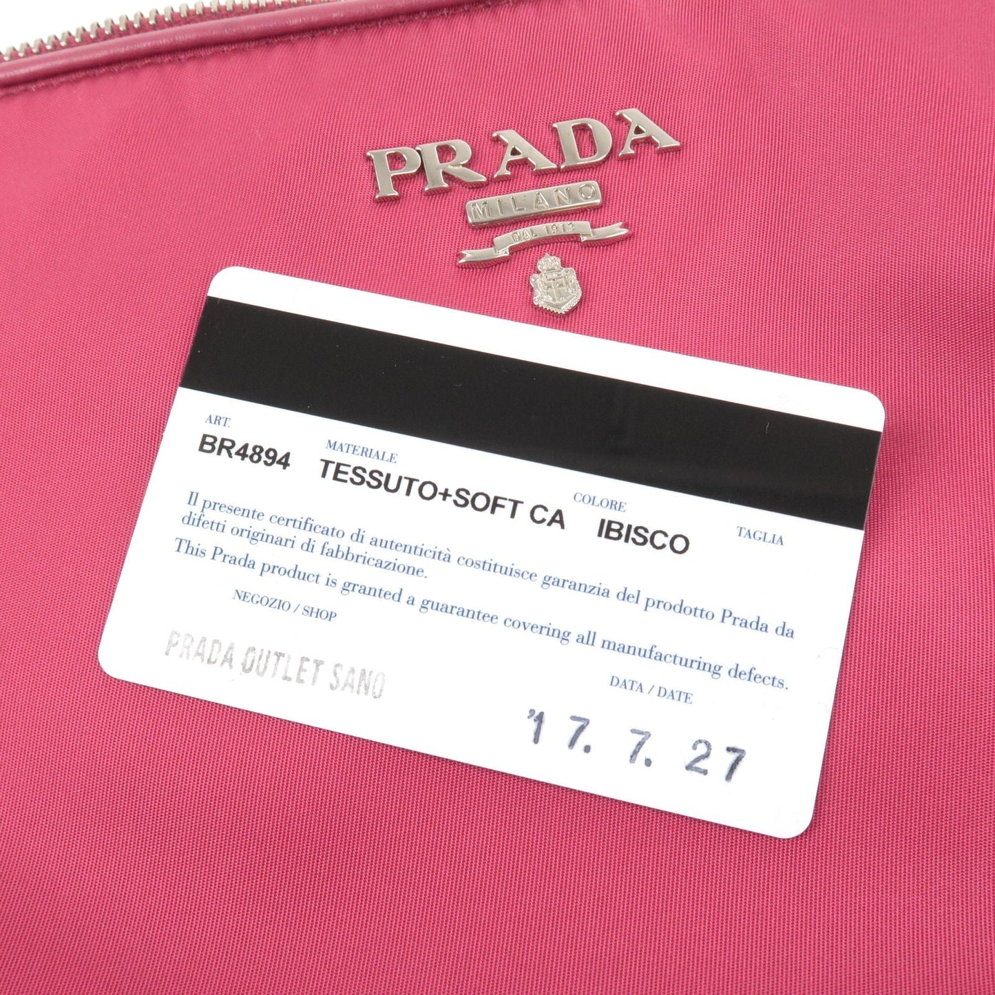 Prada Logo Nylon Leather Shoulder Bag Hand Bag Pink BR4894