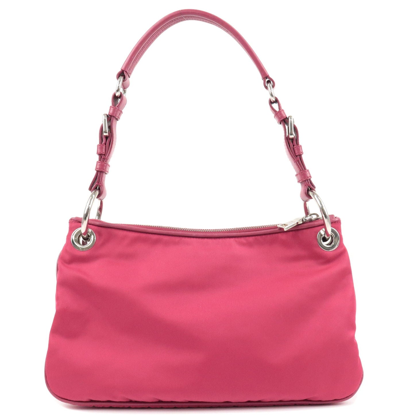 Prada Logo Nylon Leather Shoulder Bag Hand Bag Pink BR4894