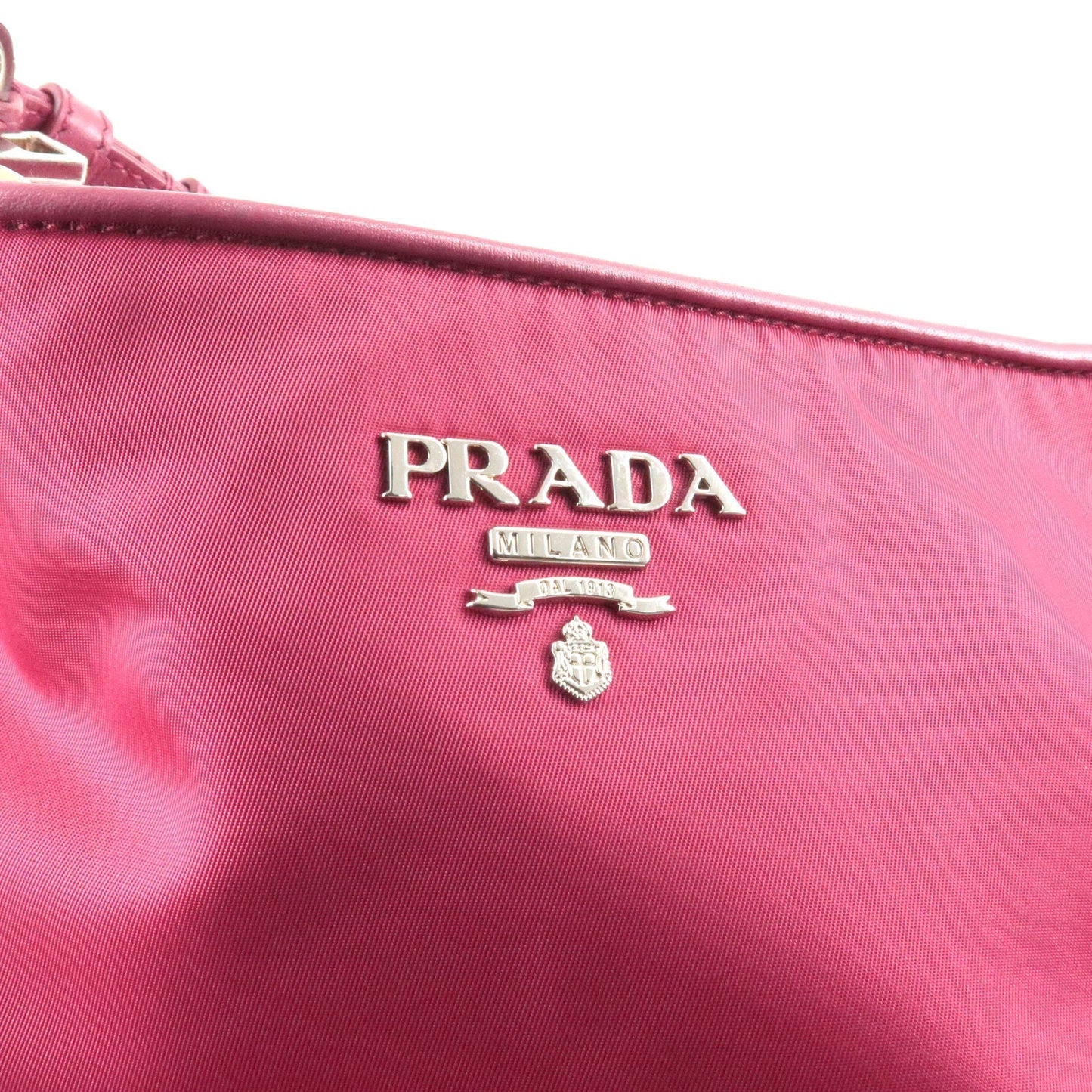 Prada Logo Nylon Leather Shoulder Bag Hand Bag Pink BR4894