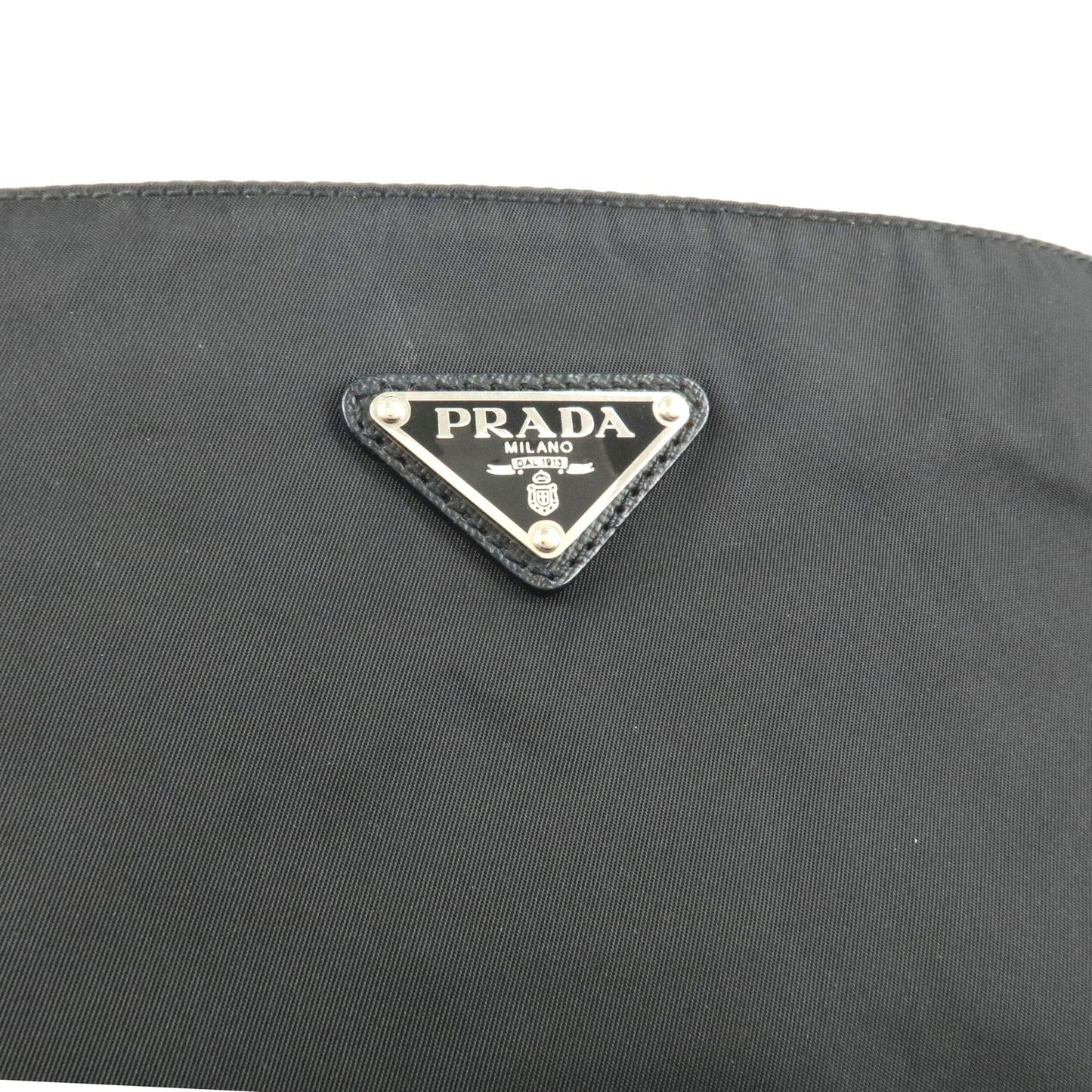 Prada Logo Nylon Leather Shoulder Bag NERO Black