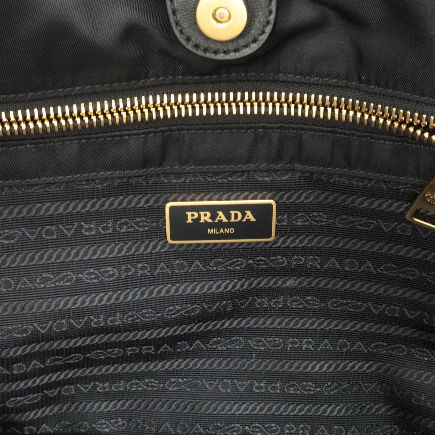 Prada Nylon Leather Quiltin 2Way Chain Shoulder Bag Black 1BG740