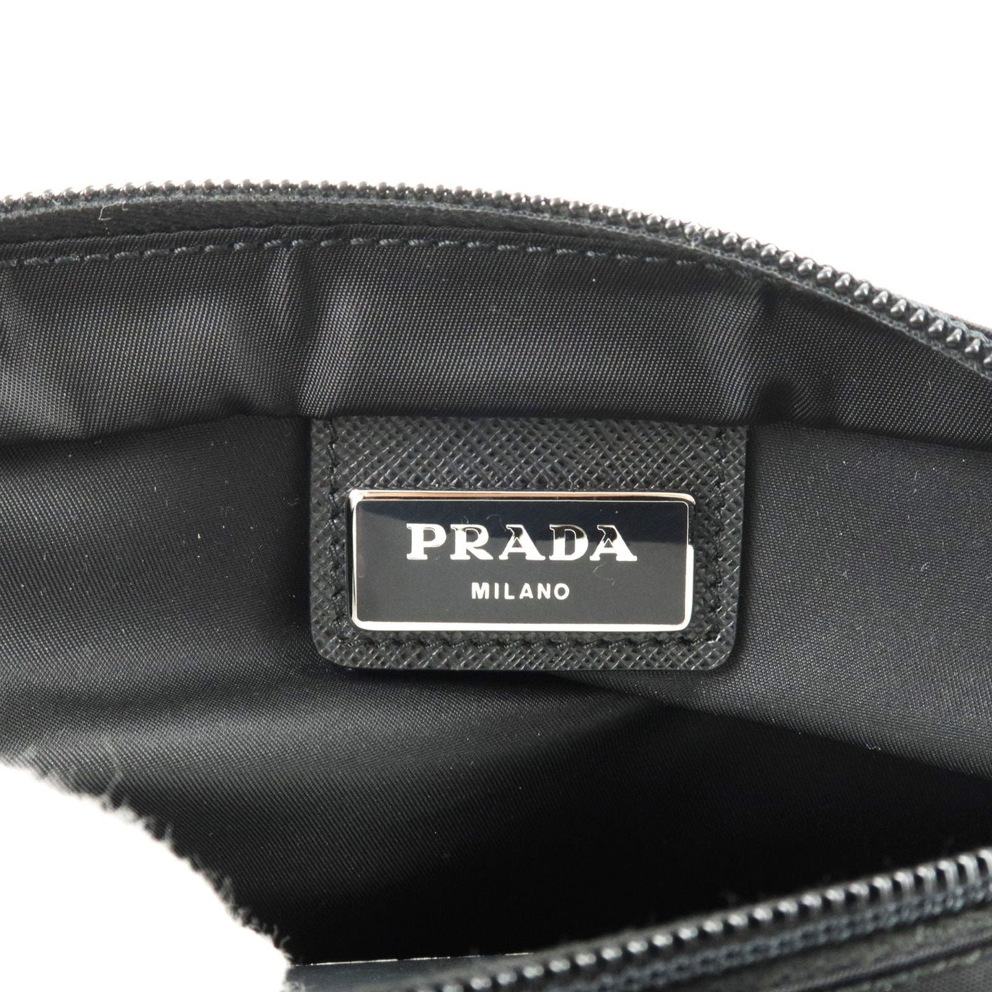 Prada Logo Nylon Leather Shoulder Bag Purse NERO Black 1BH978