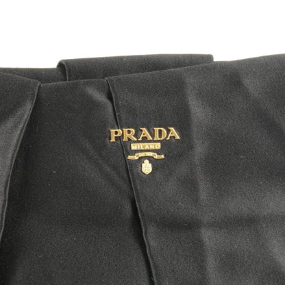 Prada Logo Satin Clutch Bag NERO Black Gold Hardware BP0051