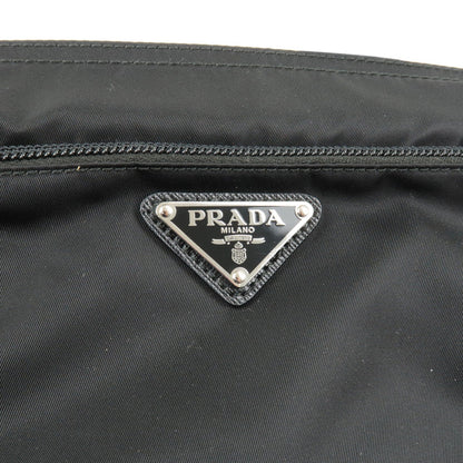 Prada Logo Nylon Leather Shoulder Bag Purse NERO Black 1BH978