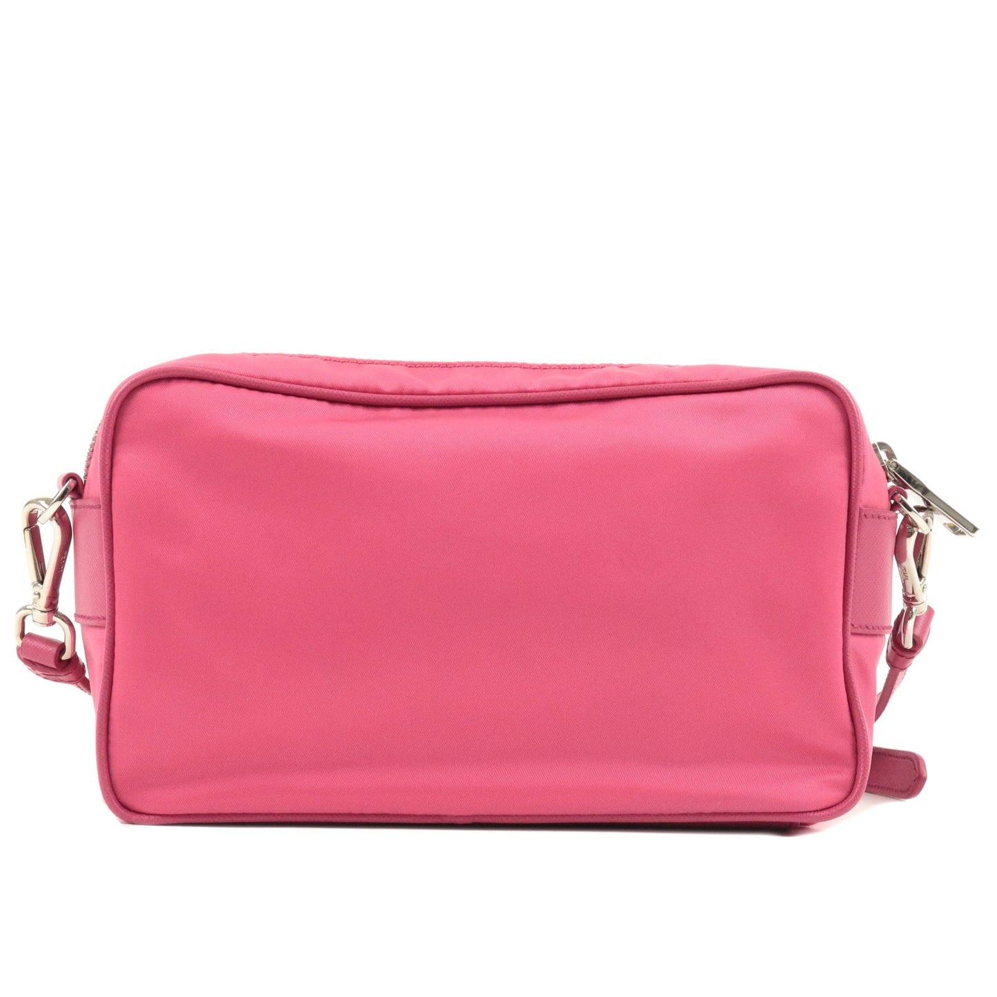 Prada Logo Nylon Leather Crossbody Shoulder Bag FUXIA Pink BT1010