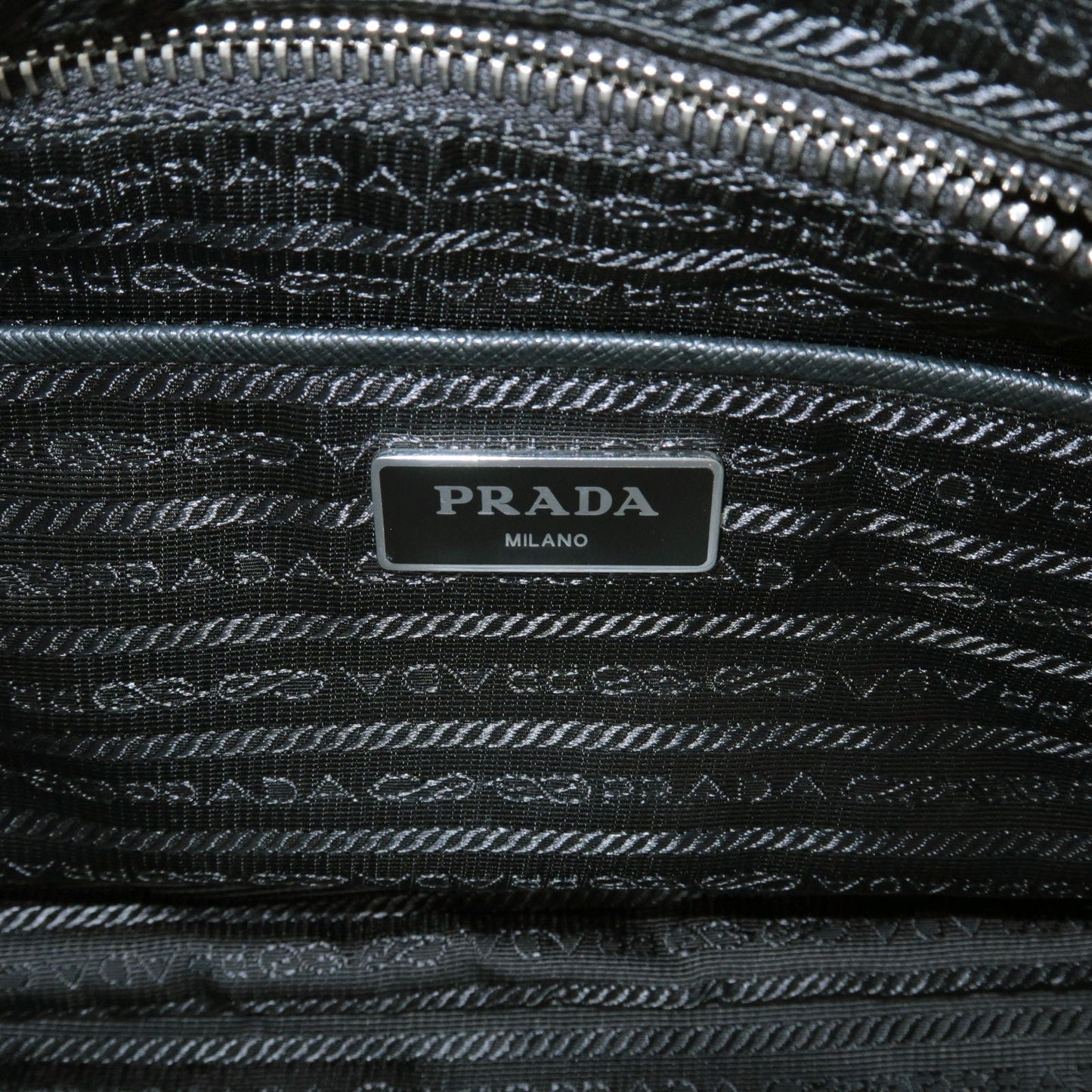 Prada Nylon Leather Quilting Chain Tote Bag NERO Black 1BG017