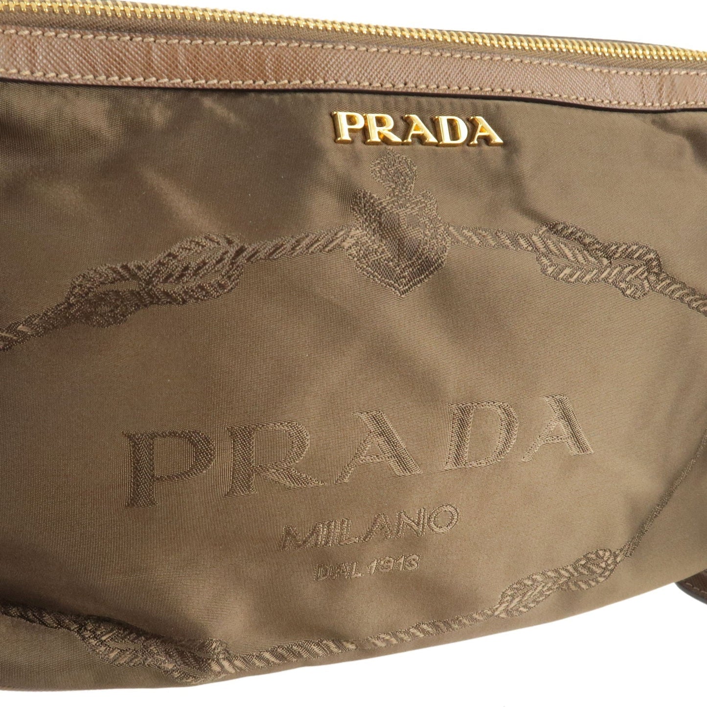 Prada Nylon Leather Shoulder Bag Purse BRUCIATO Brown BR4320