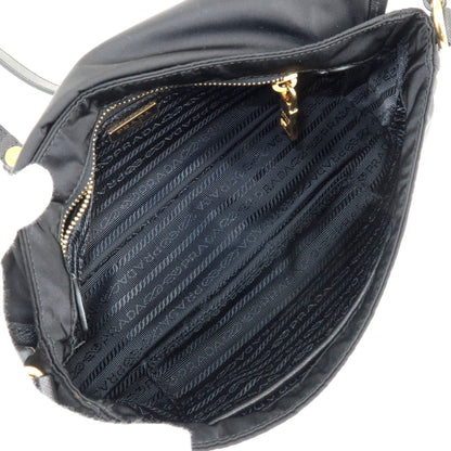 Prada Logo Nylon Leather Shoulder Bag NERO Black BT0772