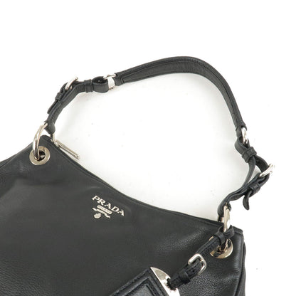 Prada Vitello Phenix Leather Shoulder Bag NERO Black B4894M