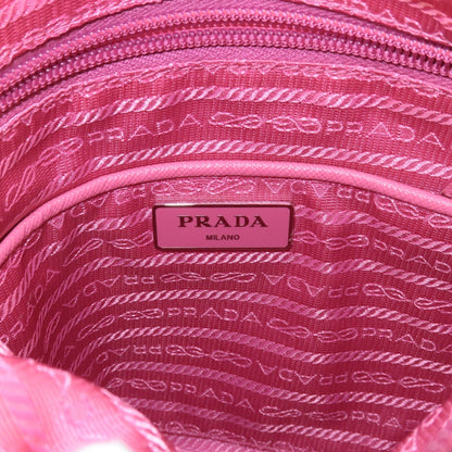 Prada Logo Nylon Leather Shoulder Bag Pink 1BH716