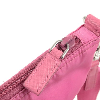 Prada Logo Nylon Leather Shoulder Bag Pink 1BH716