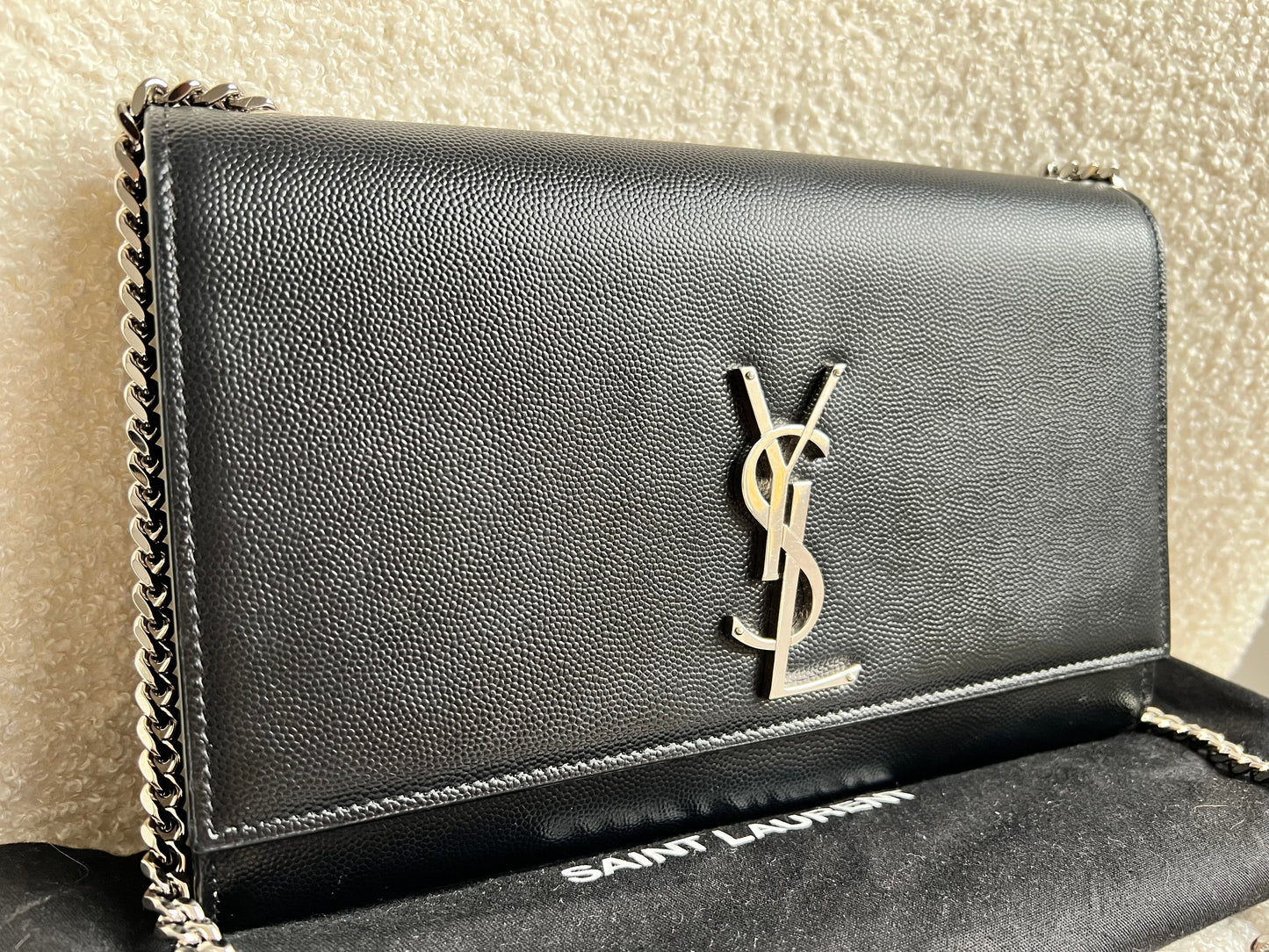 Yves Saint Laurent (YSL) Black Medium Kate with Silver Hardware