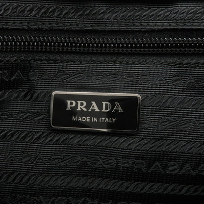 Prada Logo Nylon Leather Shoulder Bag NERO Black