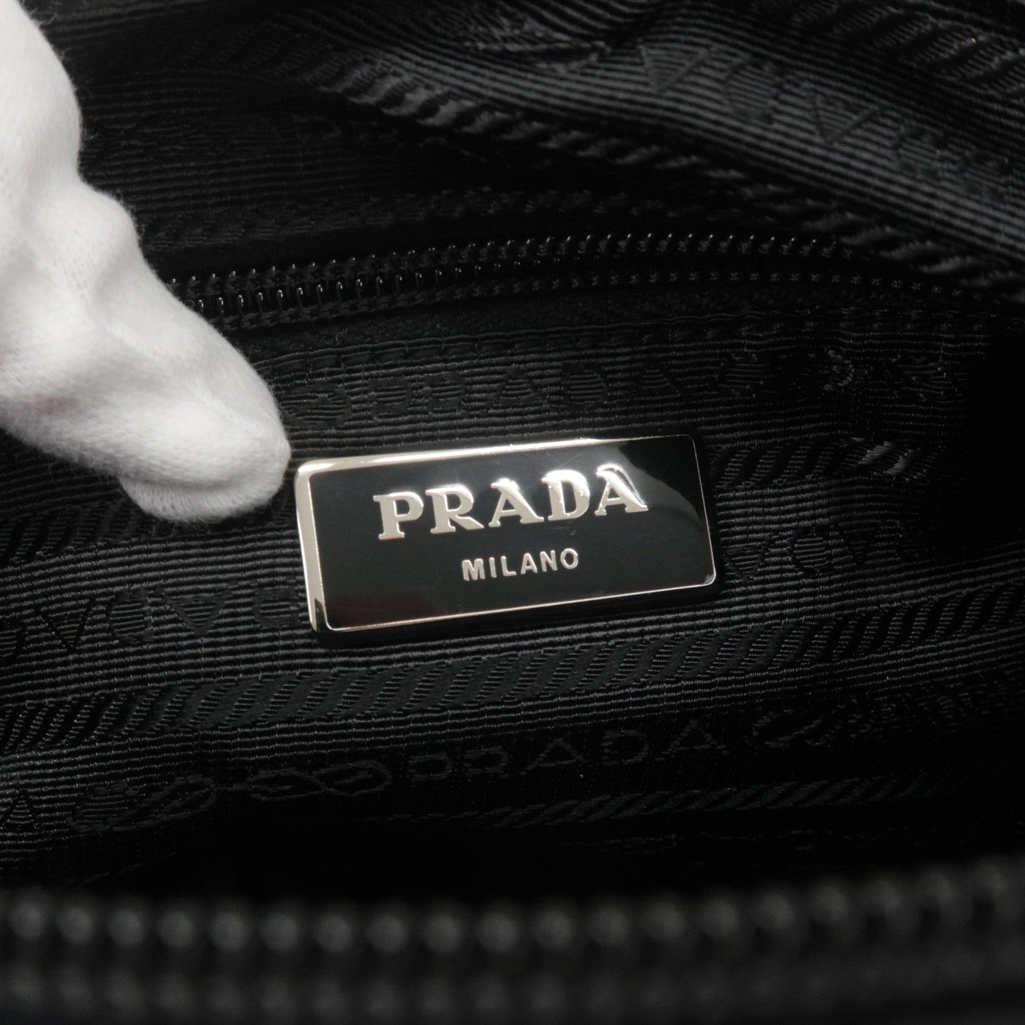 Prada Logo Nylon Leather Shoulder Bag NERO Black BT0421