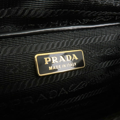 Prada Logo Nylon Leather Shoulder Bag Hand Bag Black BN1834