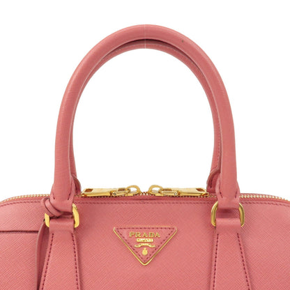 Prada Logo Saffiano Lux Leather 2Way Bag Hand Bag Pink BL0837