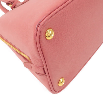 Prada Logo Saffiano Lux Leather 2Way Bag Hand Bag Pink BL0837