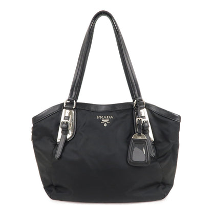 Prada Nylon Leather Tote Bag Shoulder Bag Black BR4007