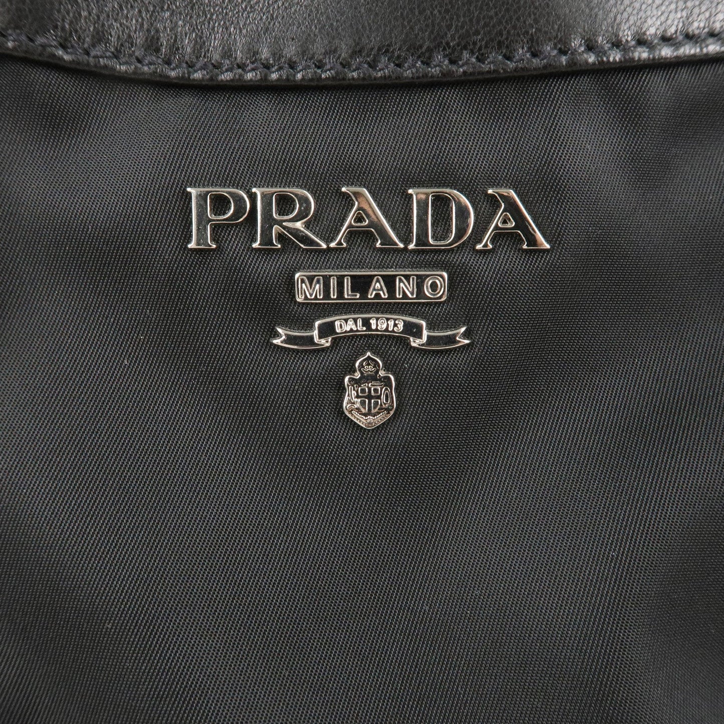 Prada Nylon Leather Tote Bag Shoulder Bag Black BR4007