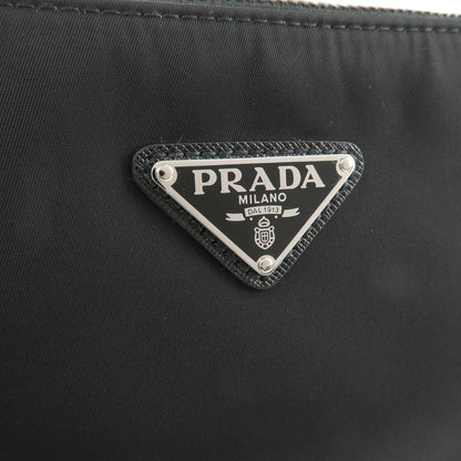 Prada Logo Nylon Leather Shoulder Crossbody Bag NERO Black 2VH113