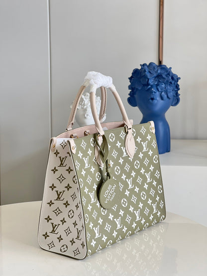 Louis Vuitton Onthego MM Monogram Empreinte Khaki Green  Tote Bags