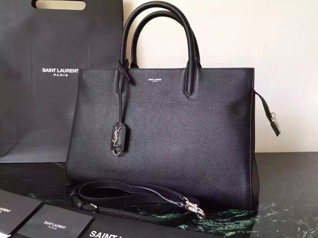 Yves Saint Laurent Medium Rive Gauche Bag In Black Leather