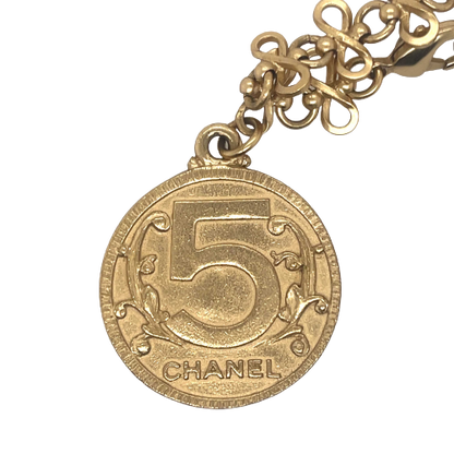 CHANEL - Vintage 03P Side Portrait '5' Medallion Chain Gold '' Bracelet