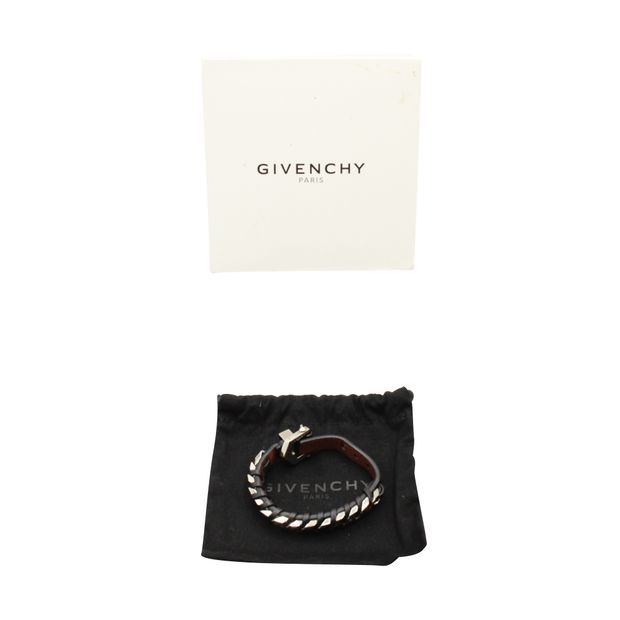 GIVENCHY Chain Braided Leather Bracelet