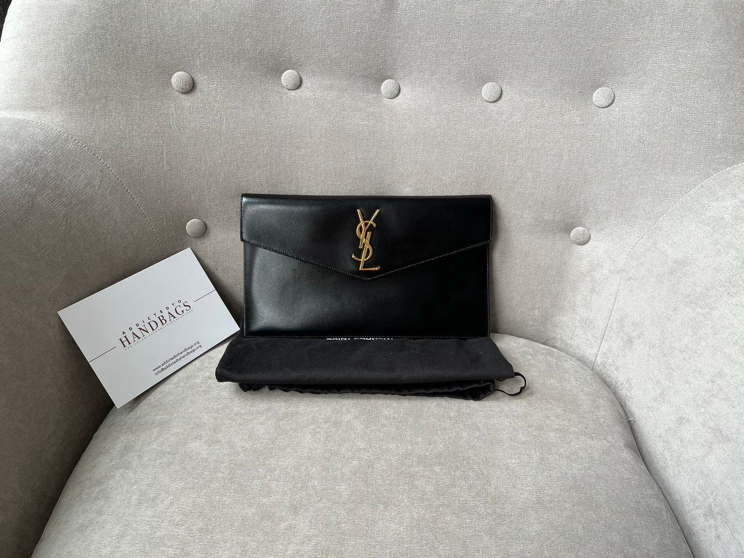 Yves Saint Laurent (YSL) Black Uptown Pouch Clutch