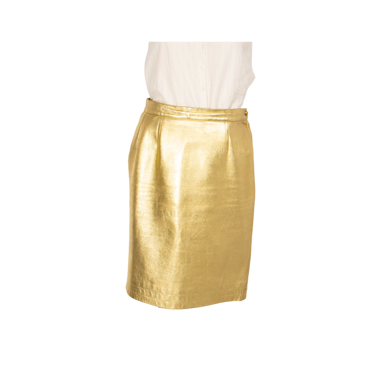 Yves Saint Laurent Rive Gauche vintage gold leather skirt - M - 1990s