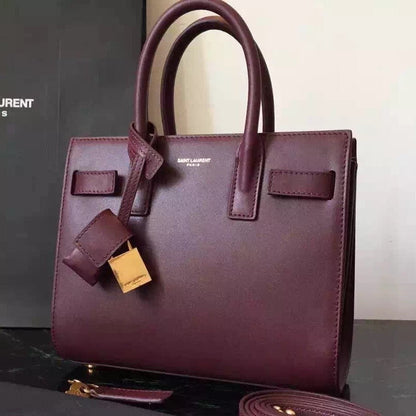 Yves Saint Laurent Nano Sac De Jour Bag In Burgundy Leather