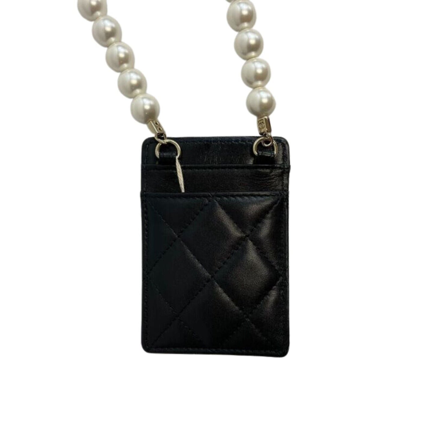 CHANEL - CC Card Holder With Pearl Chain Shoulder Strap