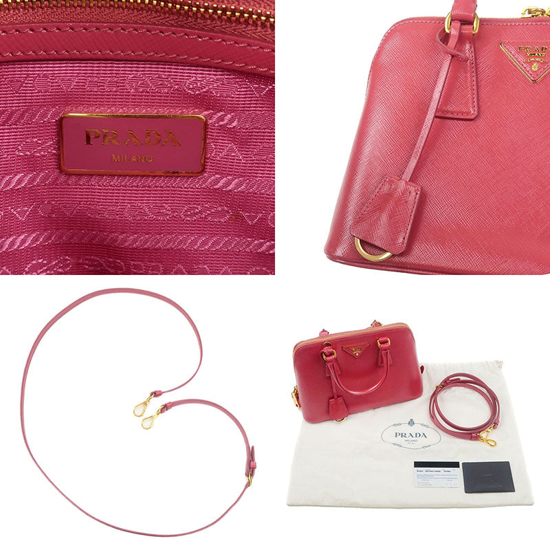 Prada Saffiano Vernis 2Way Hand Bag PEONIA Pink BL0838