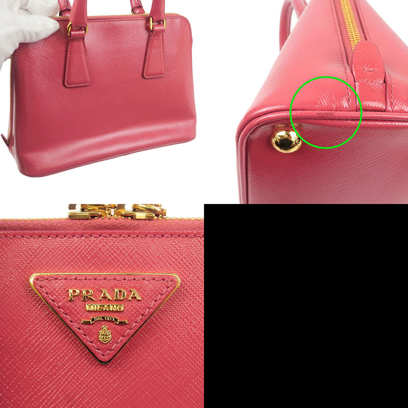 Prada Saffiano Vernis 2Way Hand Bag PEONIA Pink BL0838