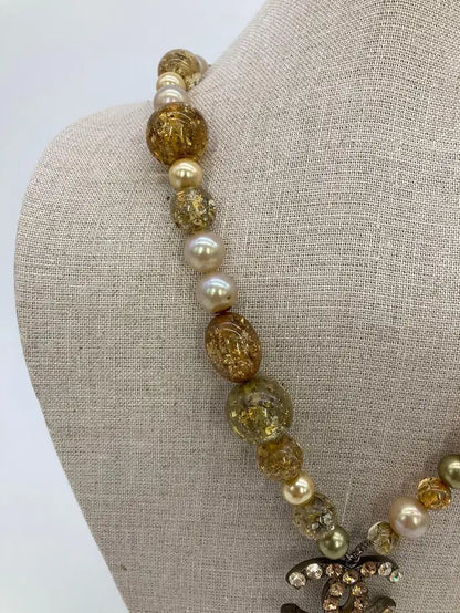 Chanel Vintage Rhinestone Beaded Pearl Necklace