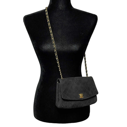 CHANEL - Vintage Suede Medium Flap Bag Chain CC Turnlock Crossbody